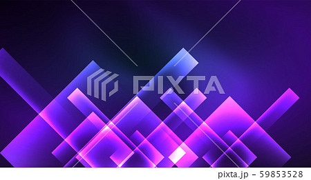Neon glowing techno square rectangle lines, blue hi-tech futuristic abstract background 59853528
