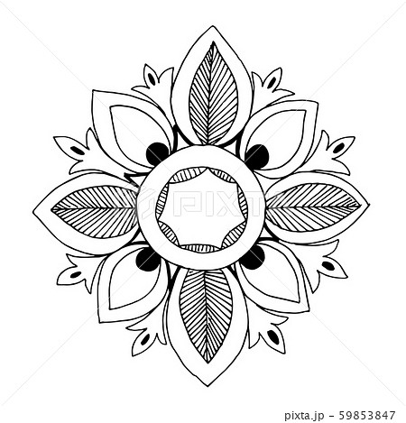 Vector Floral oriental ornament. Black and white engraved ink art. Isolated ornaments illustration 59853847