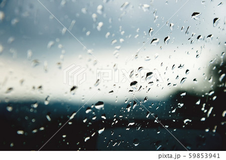 Natural background Drops on both sides of the glass from the rain and from the fogging abstract view 59853941