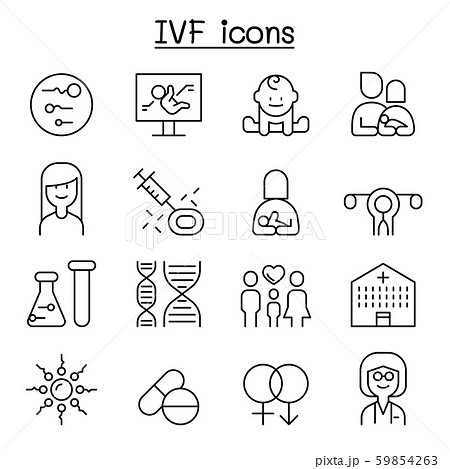 IVF, In Vitro Fertilization icon set in thin line 59854263