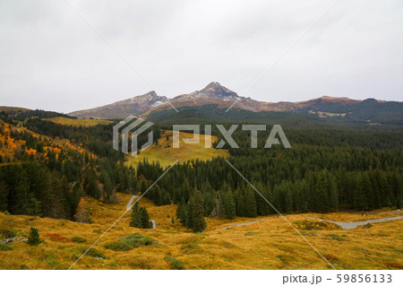 View of snow alp mountain landscape in autumn 59856133