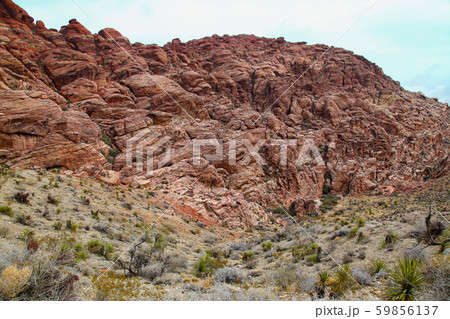 View of red rock canyon national park in Foggy day 59856137