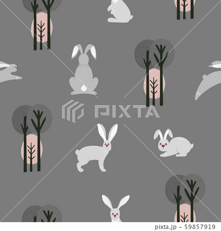 Seamless pattern with hare, rabbit 59857919