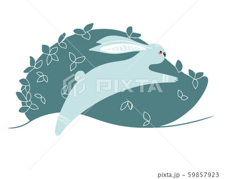 Cute hare, rabbit on the background of plants. 59857923