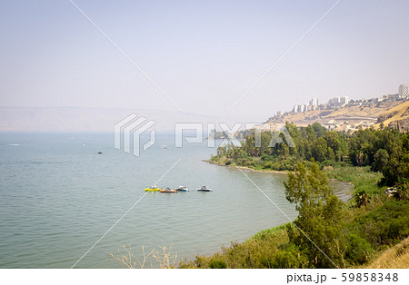 Panoramic view on Tiberias and Sea of Galilee - Panoramic view on Tiberias and Sea of Galilee - 59858348