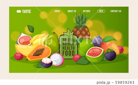 Natural healthy food website design, vector illustration. Landing page template, organic products 59859263