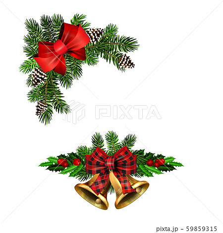 Christmas decorations with fir tree golden jingle bells Christmas decorations with fir tree golden jingle bells 59859315