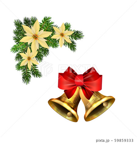 Christmas decorations with fir tree golden jingle bells Christmas decorations with fir tree golden jingle bells 59859333