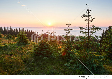 Sunset in the mountains landscape. Dramatic sky. Carpathian of Ukraine Europe 59859539