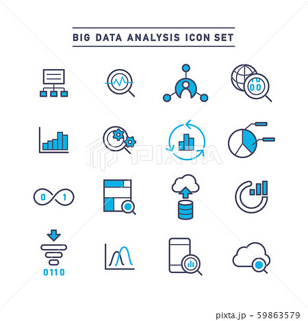 Big Data Analysis Icon Setのイラスト素材