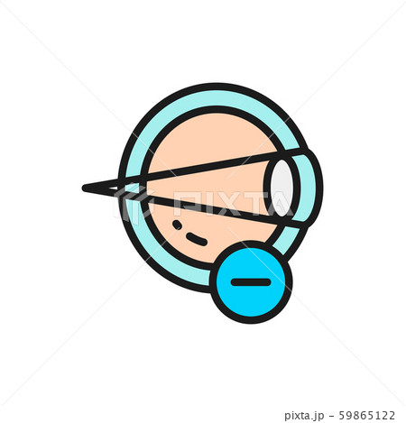 Myopia, eye disease, astigmatism flat color line icon. Myopia, eye disease, astigmatism flat color line icon. 59865122