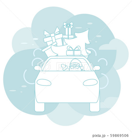 Happy New year Merry Christmas tree Santa car gift 59869506