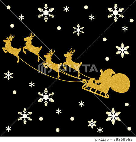 クリスマス トナカイ ソリ サンタクロース 雪 背景のイラスト素材