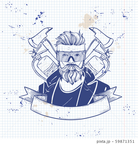 Hand drawn sketch fireman icon 59871351