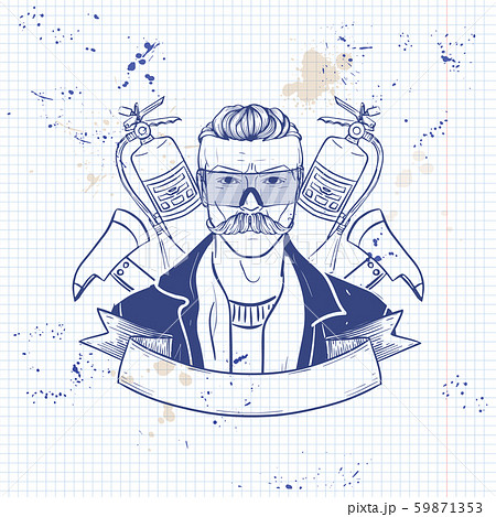 Hand drawn sketch fireman icon 59871353