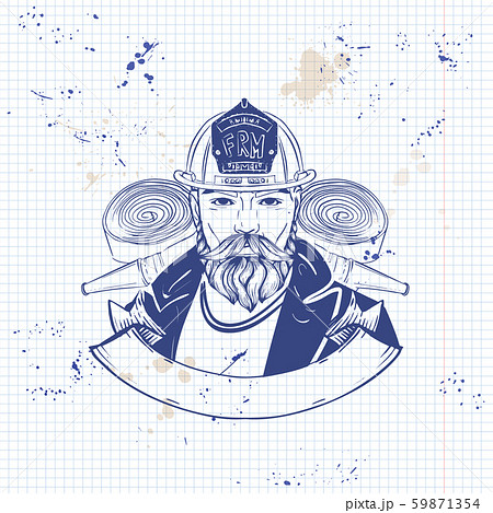 Hand drawn sketch fireman icon 59871354