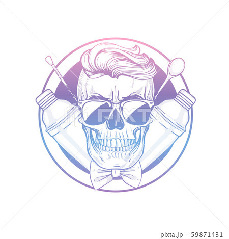 Hand drawn sketch barman skull Hand drawn sketch barman skull 59871431