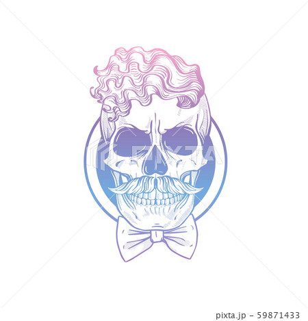 Hand drawn sketch barman skull 59871433