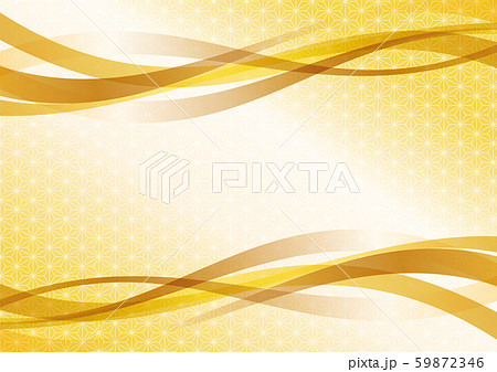 和柄とウェーブのフレーム 金色 和柄とウェーブのフレーム 金色 59872346