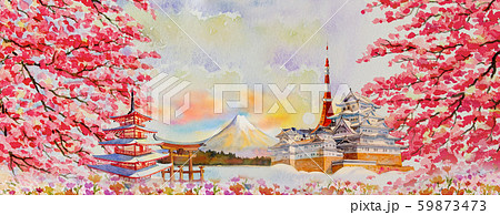 Famous landmarks of Japan in autumn. 59873473