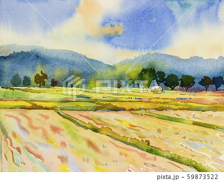 Watercolor landscape painting of mountain range Watercolor landscape painting of mountain range 59873522