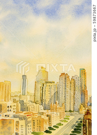 Watercolor landscape painting illustration famous 59873667