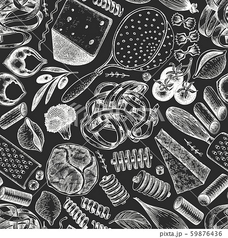 Italian pasta wits additions seamless pattern. Italian pasta wits additions seamless pattern. 59876436