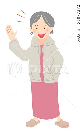 手を上げるパーカーを着た女性 手を上げるパーカーを着た女性 59877372