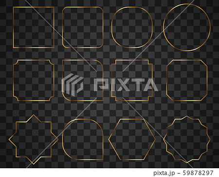 Set of gold shiny glowing frame on transparent background Set of gold shiny glowing frame on transparent background 59878297
