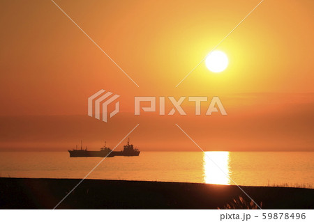 大牟田市 三池港 夕日、 大牟田市 三池港 夕日、 59878496