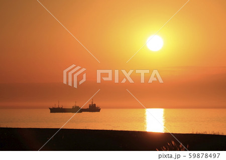 大牟田市 三池港 夕日、 大牟田市 三池港 夕日、 59878497