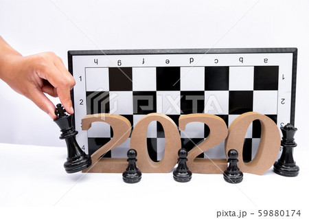 2020 wooden block with chess, set business goals with the power of the team at this New Year 2020 wooden block with chess, set business goals with the power of the team at this New Year 59880174