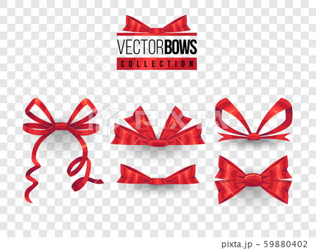Set of isolated vector bow knots. Elegant red ribbons collection. Silky decoration elements. Set of isolated vector bow knots. Elegant red ribbons collection. Silky decoration elements. 59880402