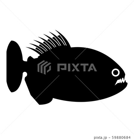 Piranha angry fish icon black color vector Piranha angry fish icon black color vector 59880684