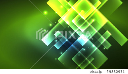 Neon glowing techno square rectangle lines, blue hi-tech futuristic abstract background 59880931