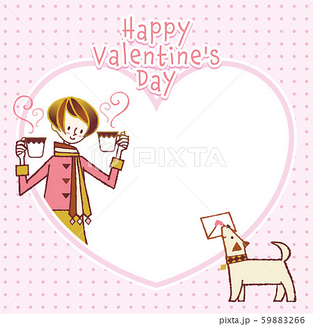 バレンタイン_ハートフレーム_ドット_ピンク 59883266