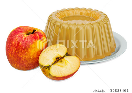 Apple Jelly on a plate with apples, 3D rendering Apple Jelly on a plate with apples, 3D rendering 59883461