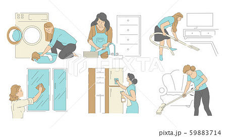 Housework Cleaning House And Laundry のイラスト素材