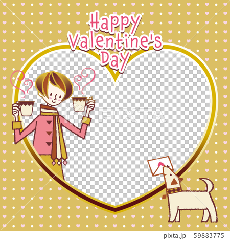 バレンタイン_ハートフレーム_ハートドット_ゴールド 59883775