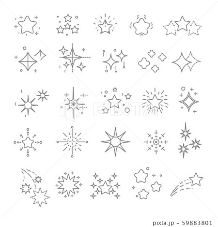 Star-shaped objects or stars and sparkles isolated outline icons Star-shaped objects or stars and sparkles isolated outline icons 59883801