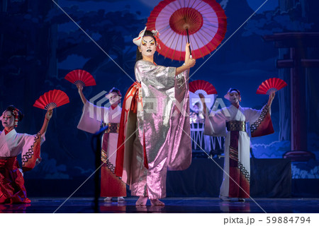 actresses in traditional white and red kimono and actresses in traditional white and red kimono and 59884794