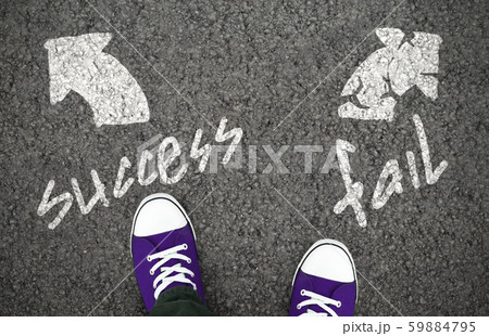 Success or fail ways with two drawn arrows 59884795