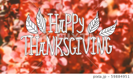 Happy Thanksgiving invitation on blurred autumn background 59884951
