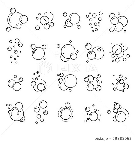 Foam or bubbles isolated icons, fizzy drink and effervescent effect 59885062