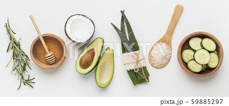 Natural herbal skin care products, ingredients aloe, avocado 59885297