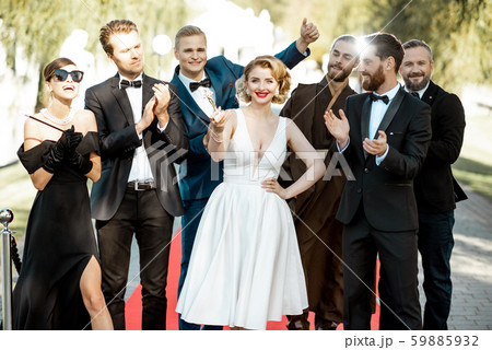 Movie actors on the red carpet outdoors 59885932