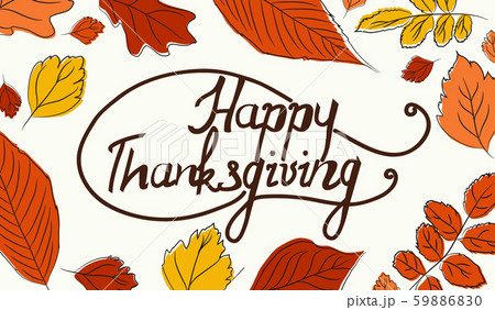Colorful autumn leaves with greeting text Happy Thanksgiving 59886830