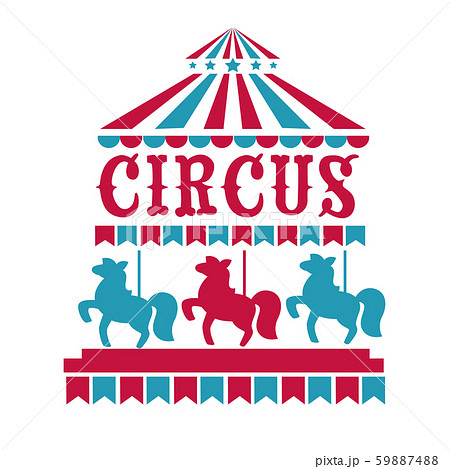 Fun fair, circus or carnival isolated icons, merry-go-round 59887488