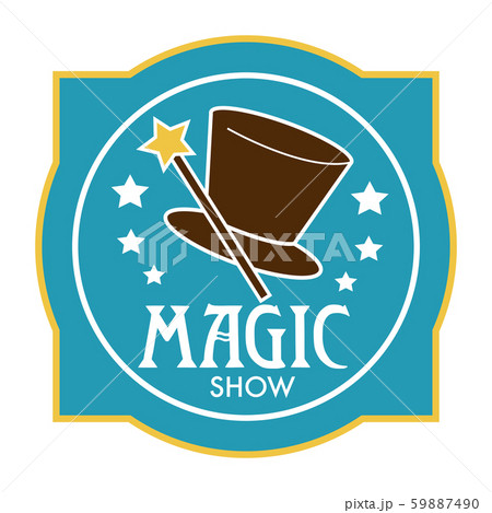 Magic wand and cylinder hat isolated icon, magician show 59887490