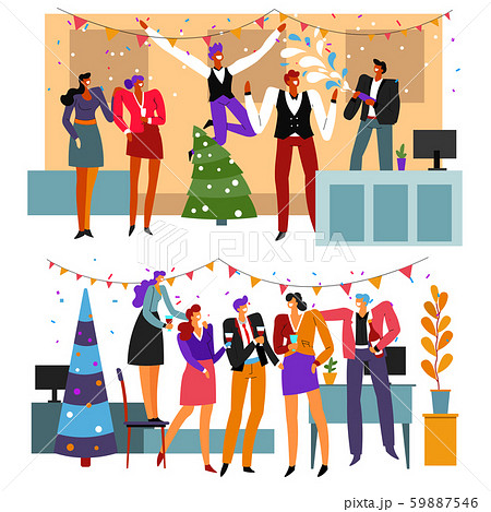 Office party celebration, business people - Stock Illustration